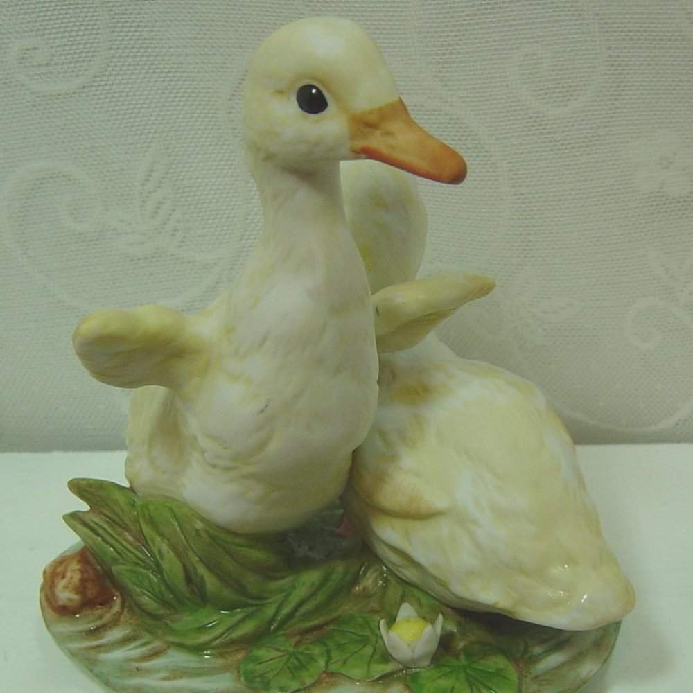 Homco Yellow and Green Duck Figurine